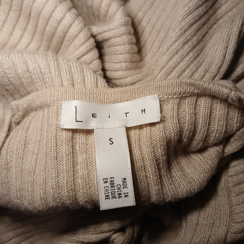 Leith Cream Ribbed Knit Faux Wrap Sweater  Small - Picture 6 of 7